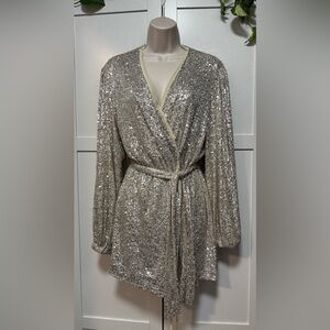 Fashion Nova Glittering Silver Sequin Minidress